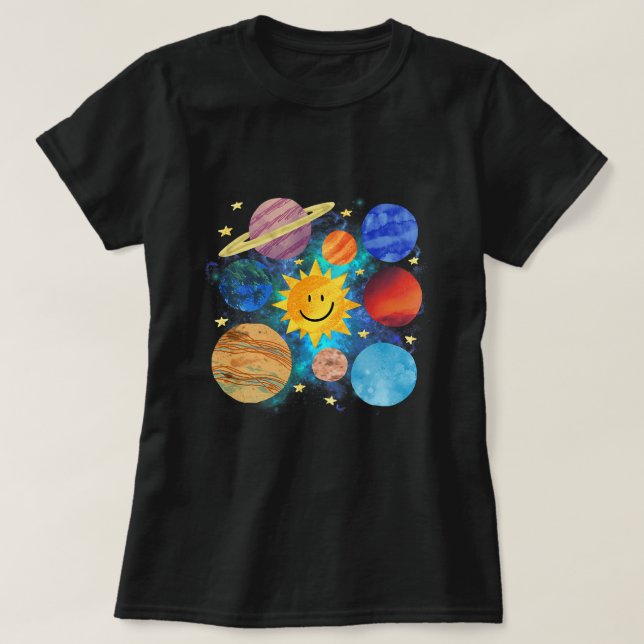 Solar System Planets Astronomy Space Science Girls T-Shirt (Design Front)