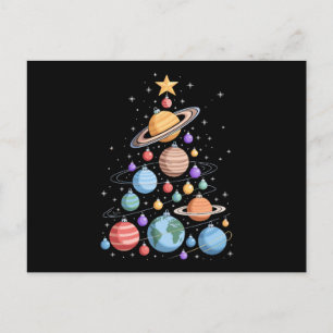 Solar System Planets Christmas Tree Space Holiday Postcard