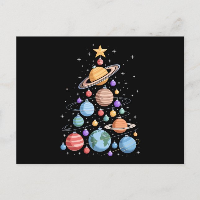 Solar System Planets Christmas Tree Space Holiday Postcard (Front)
