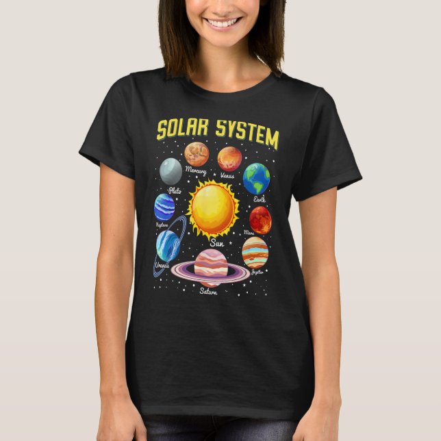 Solar System Planets Educational Science Space Lov T-Shirt (Front)