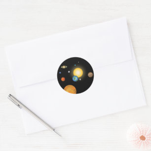 Solar System Planets in Deep Dark Space Classic Round Sticker