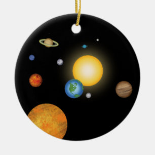 Solar System Planets in Deep Dark Space Custom Ceramic Tree Decoration