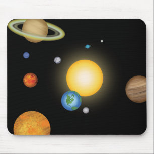 Solar System Planets in Deep Dark Space Mouse Pad