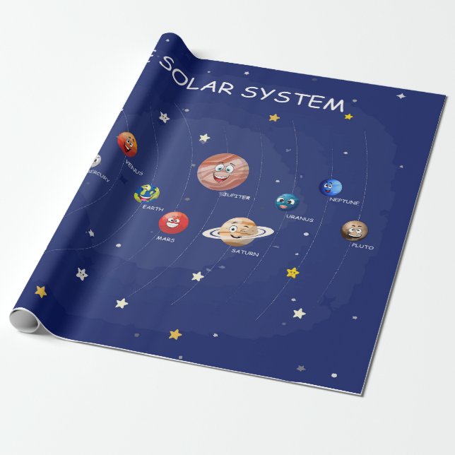 Solar System Planets jigsaw puzzle Wrapping Paper (Unrolled)