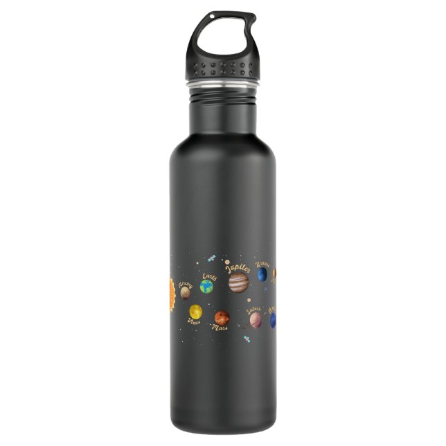 Solar System Planets Kids Knowledge Outer Space 710 Ml Water Bottle (Front)