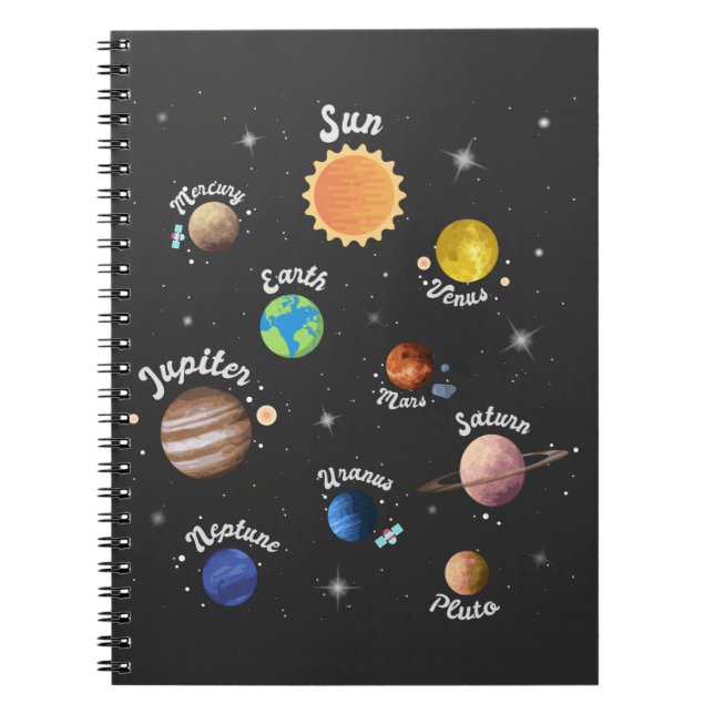 Solar System Planets Kids Knowledge Outer Space Ca Notebook (Front)