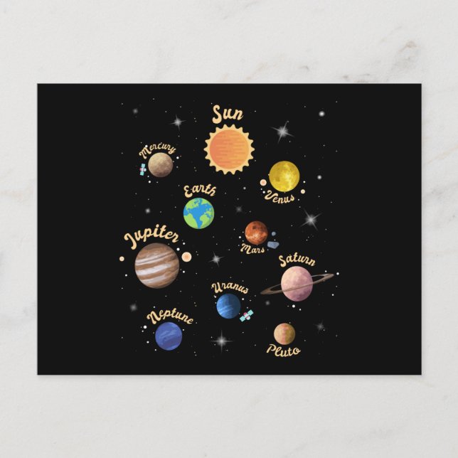 Solar System Planets Kids Knowledge Outer Space Postcard (Front)
