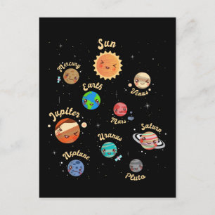 Solar System Planets Kids Knowledge Outer Space Postcard
