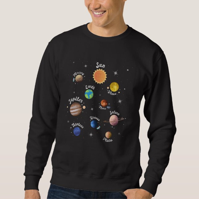 Solar System Planets Kids Knowledge Outer Space Sweatshirt (Front)
