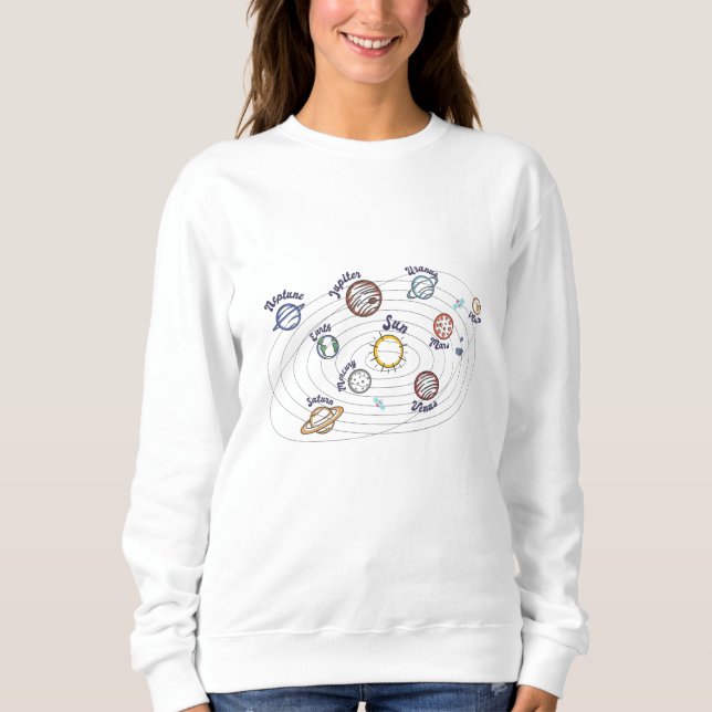 Solar System Planets Kids Knowledge Outer Space Sweatshirt (Front)