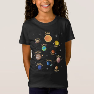 Solar System Planets Kids Knowledge Outer Space T- T-Shirt