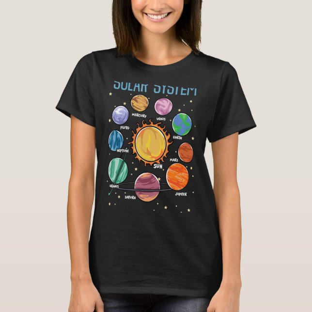 Solar System Planets Science Space Boys Girls STEM T-Shirt (Front)