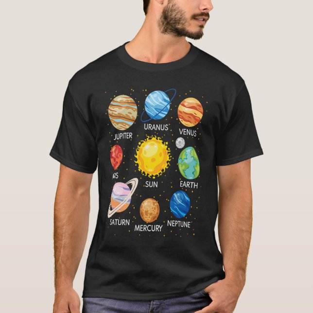 Solar System Planets Science Space Galaxy Universe T-Shirt (Front)