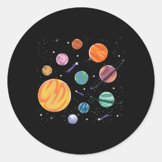 Solar System Planets Science Space Stem Classic Round Sticker
