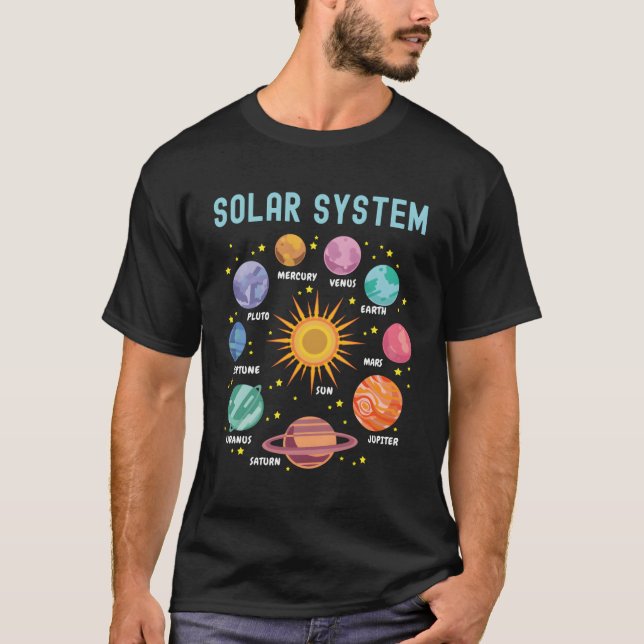 Solar System Planets Science Space T-Shirt (Front)
