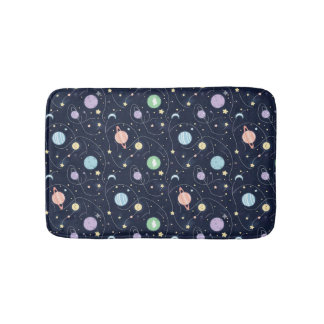 Solar System Planets Seamless Pattern Bath Mat