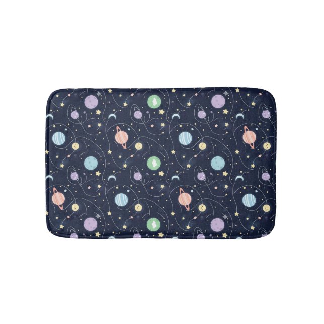 Solar System Planets Seamless Pattern Bath Mat (Front)