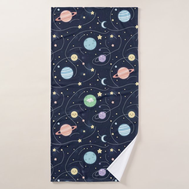 Solar System Planets Seamless Pattern Bath Towel (Bath Towel)