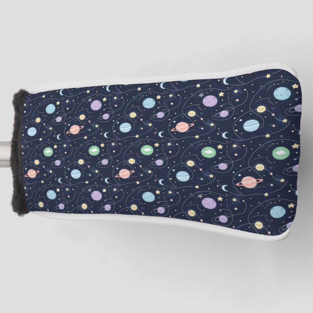 Solar System Planets Seamless Pattern Golf Head Cover (Front)