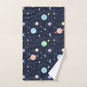 Solar System Planets Seamless Pattern Hand Towel