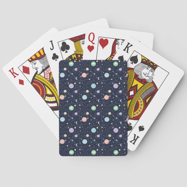 Solar System Planets Seamless Pattern Playing Cards (Back)