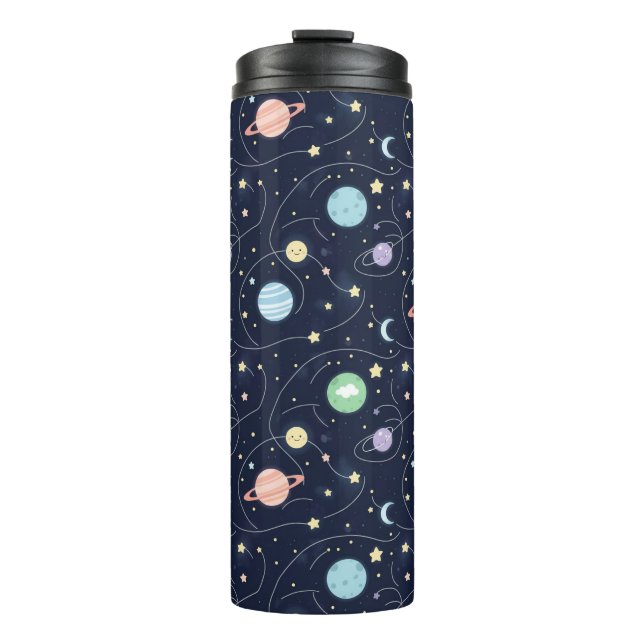 Solar System Planets Seamless Pattern Thermal Tumbler (Front)