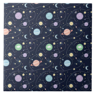 Solar System Planets Seamless Pattern Tile
