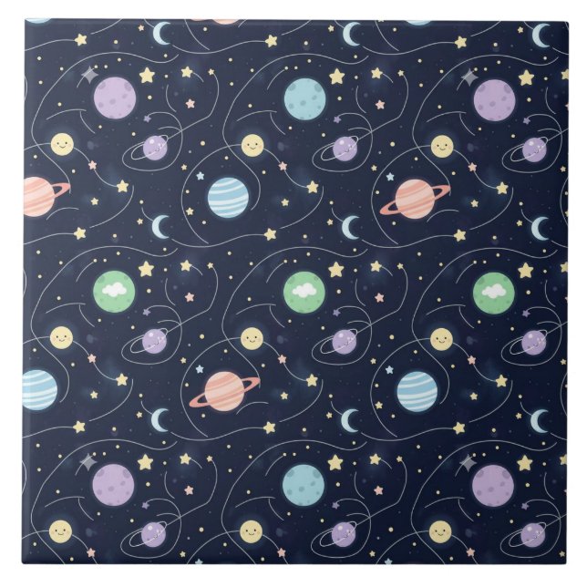 Solar System Planets Seamless Pattern Tile (Front)