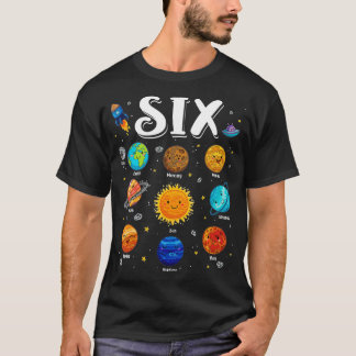 Solar System Planets Six 6 Years Old 6th Birthday  T-Shirt