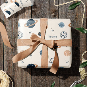 Solar System Planets Sketch Pattern Wrapping Paper