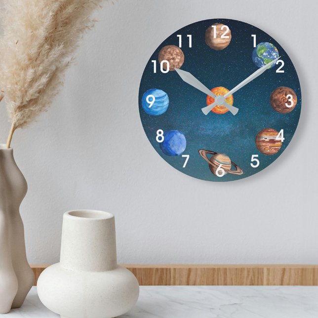 Solar System Planets Space Earth Sun Jupiter Round Clock (Creator Uploaded)