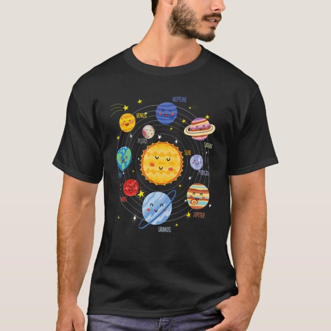 Solar System Planets Space Science Astrology T-Shirt (Front)