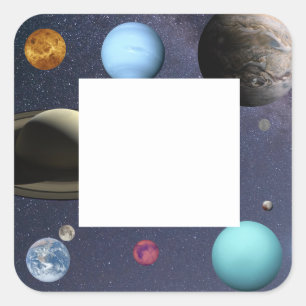 Solar system planets square sticker