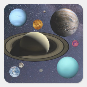 Solar system planets square sticker