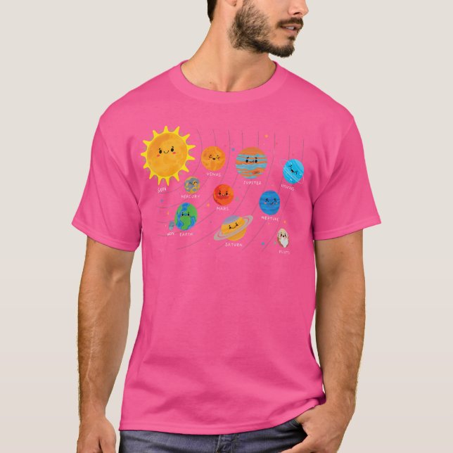 Solar System Planets Sun Astronaut Science Astrono T-Shirt (Front)
