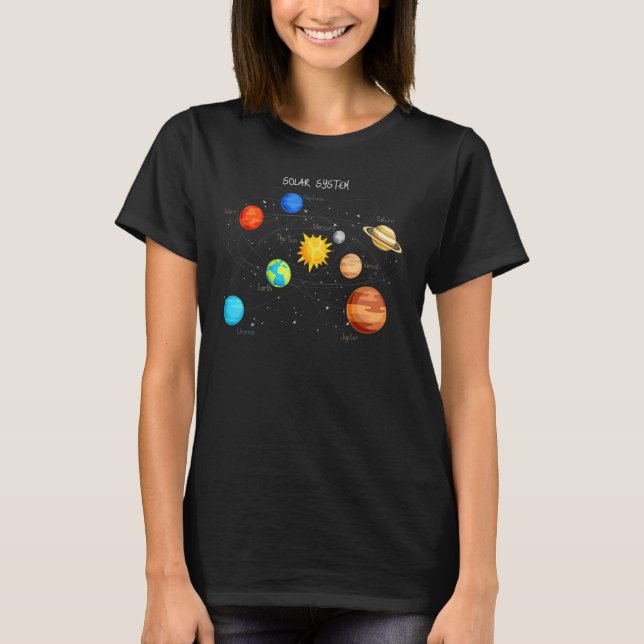 Solar System Planets  Sun Space And Science T-Shirt (Front)
