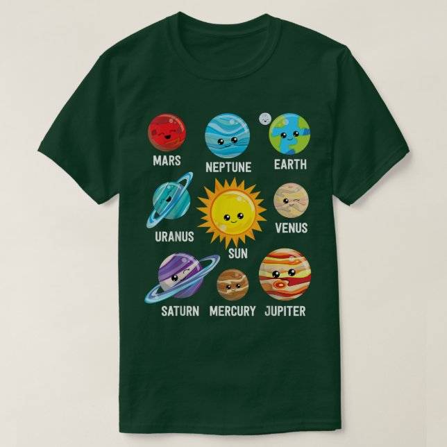 Solar System Planets  T-Shirt (Design Front)
