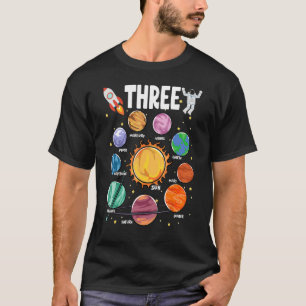 Solar System Planets Three 3 Years Old 3rd Birthda T-Shirt