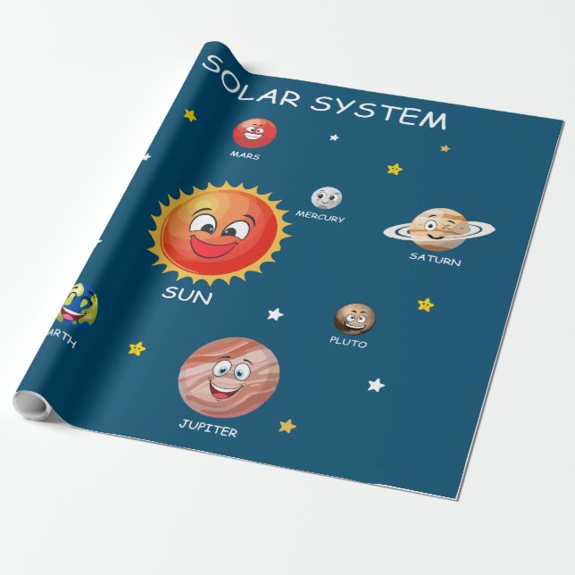 Solar System Planets  Wrapping Paper (Unrolled)