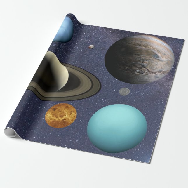 Solar system planets wrapping paper (Unrolled)