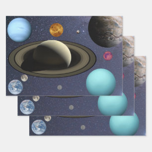 Solar system planets wrapping paper sheet