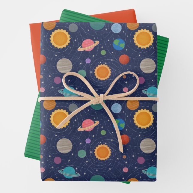 Solar System Planets Wrapping Paper Sheet (In situ)