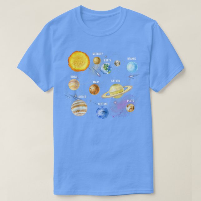 Solar System Realistic Space Planets Educational B T-Shirt (Design Front)