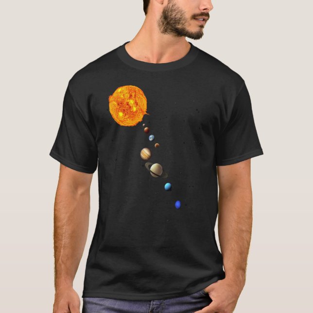 Solar System   Realistic Space Planets Educational T-Shirt (Front)