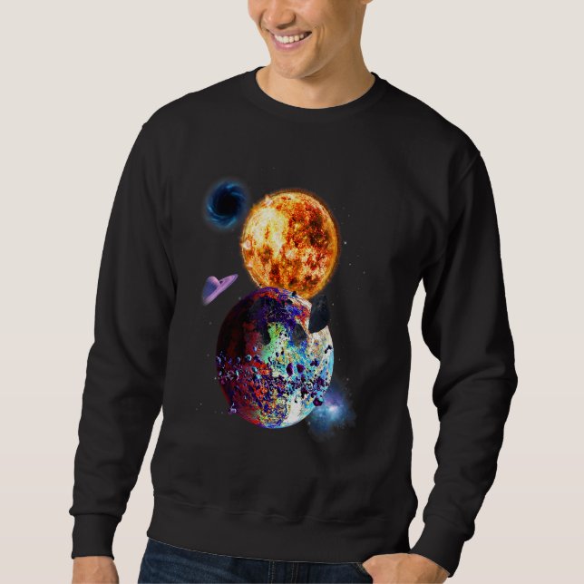 Solar System Space Galaxy Astronaut Universe Plane Sweatshirt (Front)