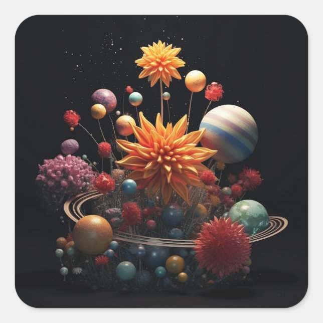 Solar System Square Sticker (Front)