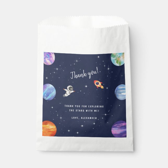 Solar System Stars Space Birthday Thank you  Favour Bags (Front)