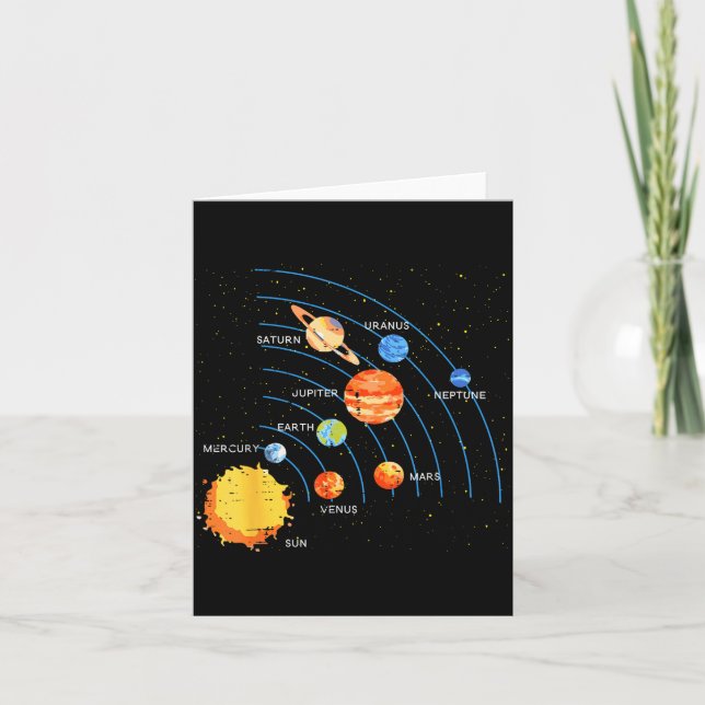 Solar System Sun Planets Orbit Space Galaxy Men Wo Card (Front)