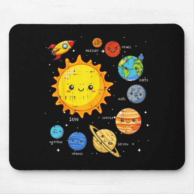 Solar System Sun Planets Rocket Space Galaxy Kids  Mouse Pad (Front)