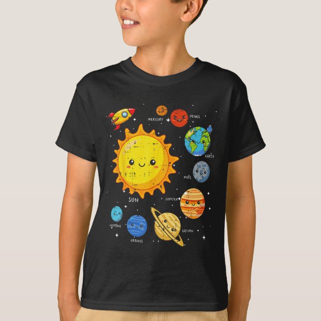 Solar System Sun Planets Rocket Space Galaxy Kids  T-Shirt (Front)